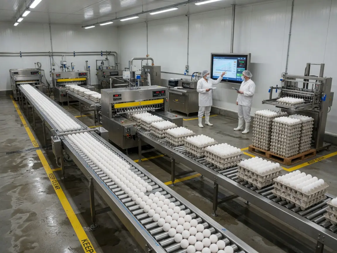 Automated egg grading and packing line