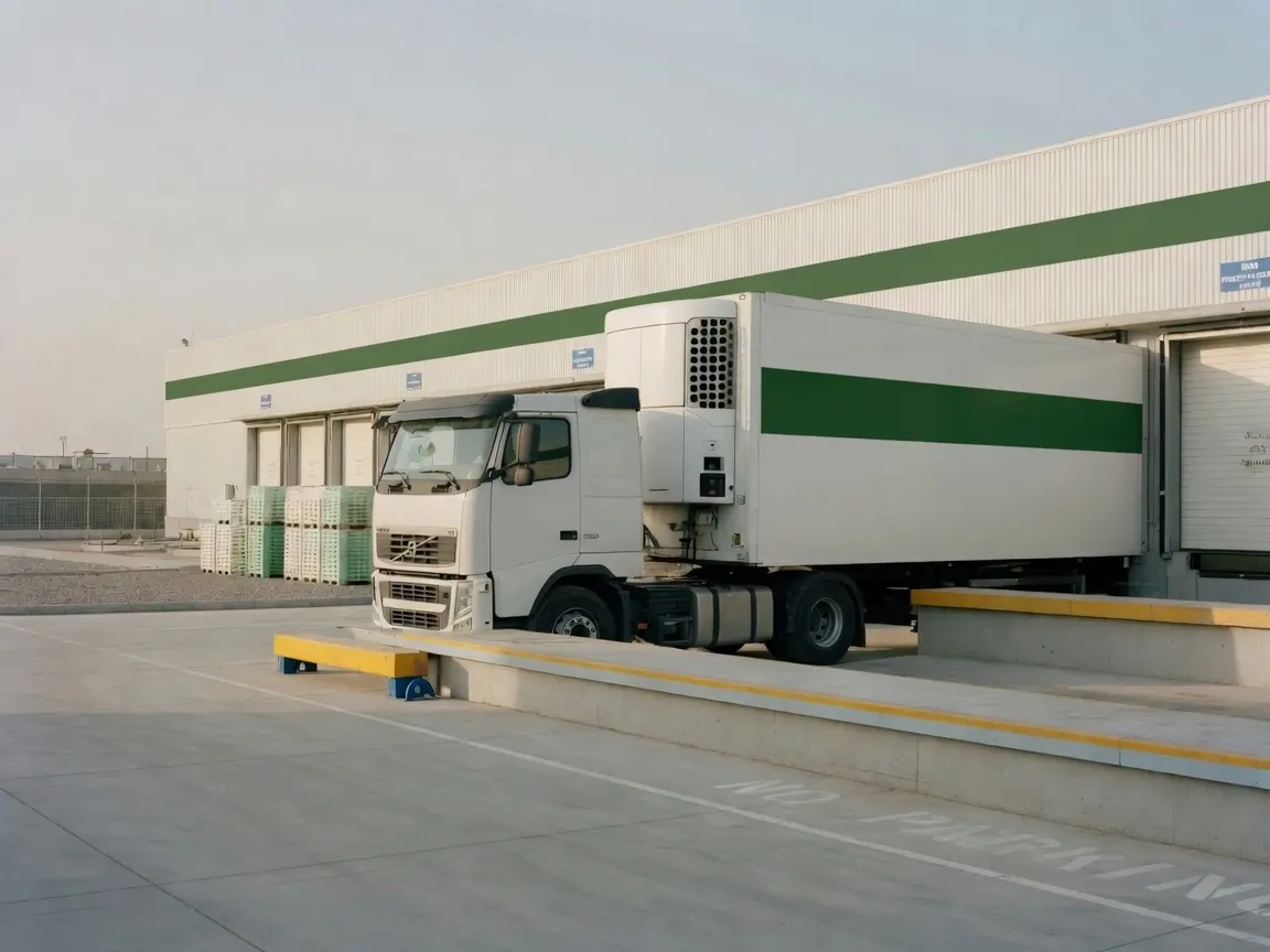 Refrigerated truck at the loading dock of a Seamorgh complex